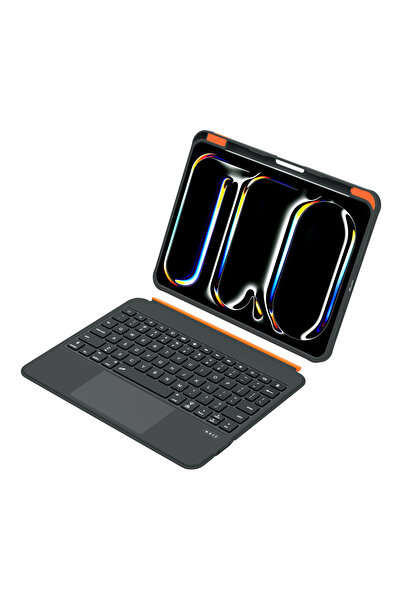 Fogy Ipad A16 10.Nesil Uyumlu 360° Döner Manyetik Türkçe Q Klavyeli Kılıf (RGB Işıklı – Trackpad’li)