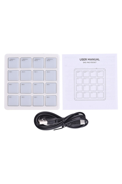 Choice لوحة تحكم MIDI بيضاء من M-VAVE، مزودة بـ 16 وسادة حساسة للسرعة بإضاءة ...