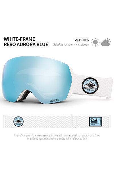 Choice نظارات تزلج جديدة من COPOZZ، لون أبيض وأزرق أورورا، بعدسات مزدوجة مضاد...