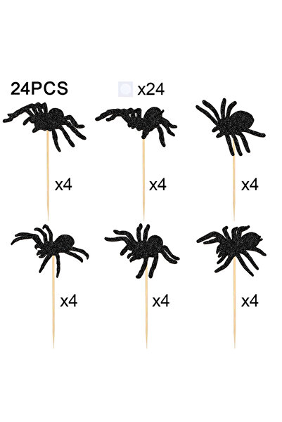 Choice Black YOMDID 24Pcs Halloween Spider Cupcake Decorations Glitter Spider Cupcake Toppers for Halloween