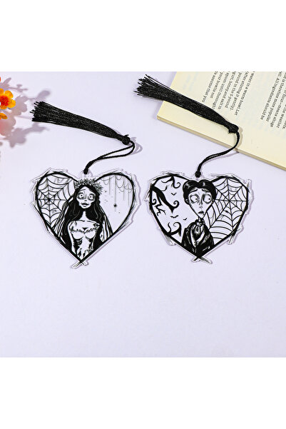 Miniso Emily Victor Tim Burton's Corpse Bride Acrylic Love Tassel Bookmark Mo...