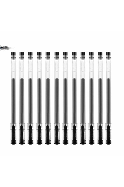 Choice مجموعة من 12 قلم حبر جاف أسود، سعة كبيرة، برأس ماسي 0.38 مم، حبر أسود/...