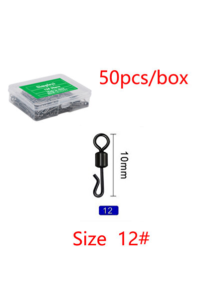 Choice مقاس 12، 50 قطعة/علبة، وصلات صيد دوارة بمحمل، مشابك سريعة التغيير على ...