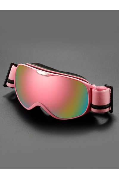 Choice نظارات تزلج للأطفال بإطار وردي مع طلاء وردي ملون مضاد للضباب، مقاومة ل...