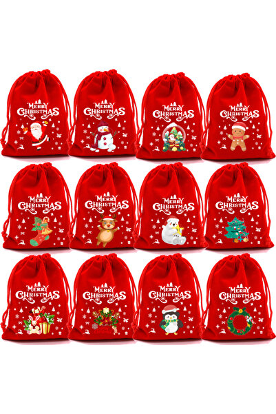 Choice مجموعة أخرى من 12 كيس مخملي لعيد الميلاد، تقويم قدوم عيد الميلاد، أكيا...