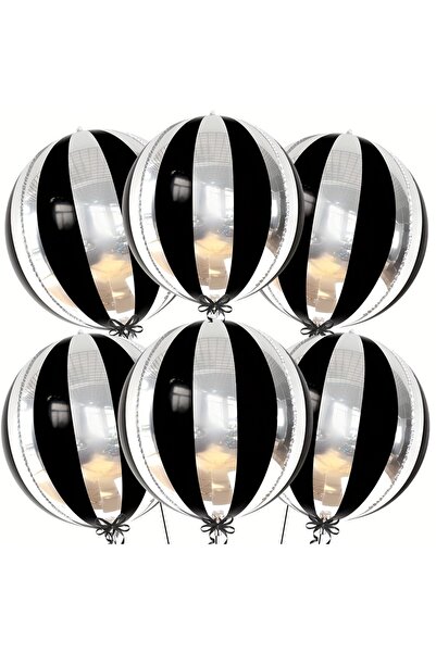 Choice Other 6Pcs 6-Pack of 22-Inch 4D Round Black and Silver Striped Aluminu...