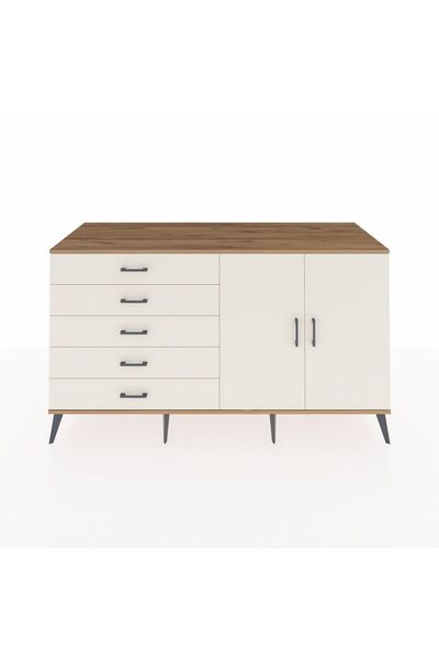 Dienni Kronos Konsol 2 Raflı 5 Çekmeceli 2 Kapaklı 176x59x99 Çam-Aytaşı