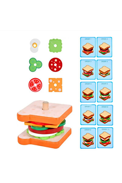 Choice لعبة ساندوتش للأطفال الصغار من مونتيسوري، لعبة خشبية على شكل ساندوتش ه...
