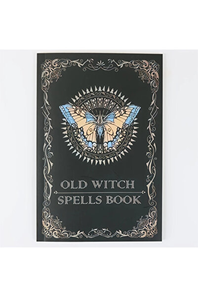 Choice كتاب سحري قديم (قطعة واحدة) بغلاف مزخرف بفراشة ذهبية ورموز غامضة - تعاويذ ساحرة قديمة