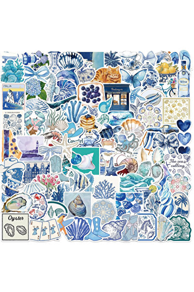 choice2 50PCS 10/30/50/100pcs Cartoon Blue ean Sea World Aesthetic Stickers D...