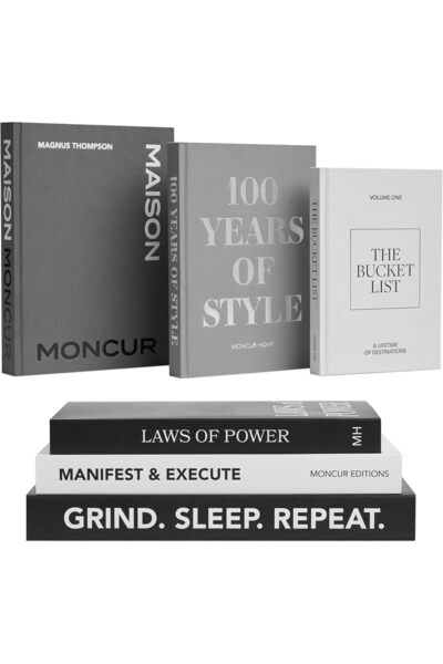 The Bros Moncur Home Decorative Coffee Table Books Set of 3 - Black & White, Removable Covers