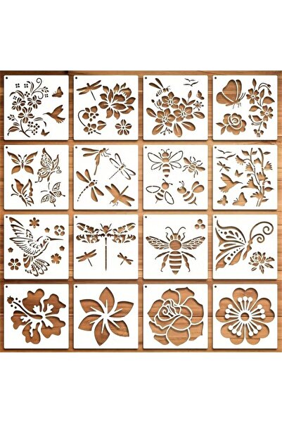 Choice قالب رسم أبيض مكون من 16 قطعة على شكل زهرة، مناسب للرسم، على شكل نحلة،...