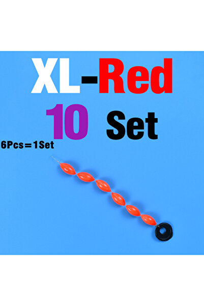 Choice عوامة صيد حمراء كبيرة الحجم 60 قطعة/10 مجموعات، 6 في 1، نوع الخيط، عوامة سباعية النجوم، خيط صيد من الفوم، حبة رمل فضائية، مقاس صغير