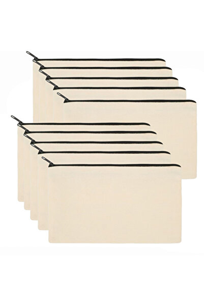 Choice علبة أقلام رصاص بيضاء فاتحة اللون، 10 قطع، مصنوعة من قماش الكانفاس، مز...