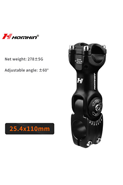 Choice جذع دراجة جبلية أسود قابل للتعديل، مقاس 25.4 × 110 مم، زاوية رفع ±60 د...