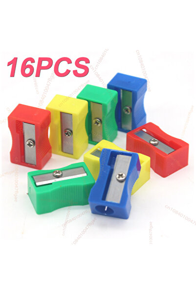 Choice Random color 16pcs 8pcs mini colored single hole rectangular plastic pencil sharpener for elementary