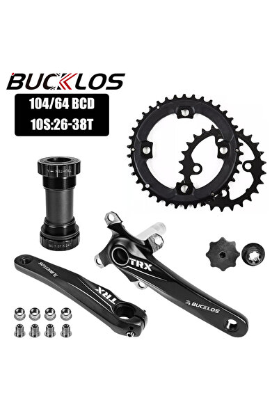 BUCKLOS طقم كرنك أسود للدراجات الجبلية 2x10S-BB، مقاس 104/64 BCD، 26T أو 38T،...