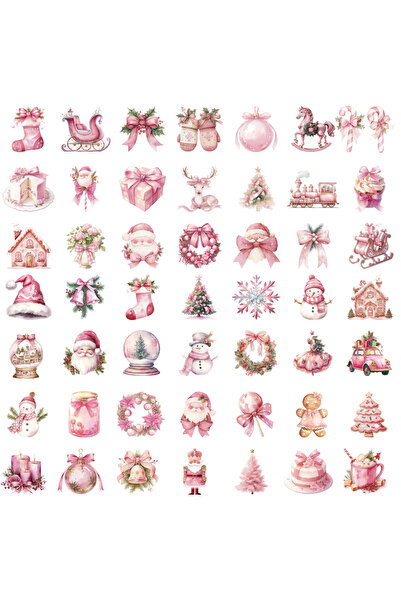 Choice 100 قطعة أو 50/100 قطعة من ملصقات عيد الميلاد الوردية، ملصقات سانتا كل...
