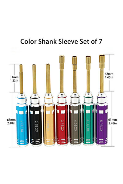 Choice مجموعة أدوات ملونة مكونة من 7 قطع بمقبض قصير، تتضمن مفك براغي سداسي، ومفك صواميل، ومفك براغي فيليبس، ومفتاح ألين.