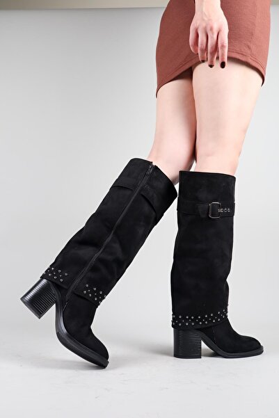 Birikon BASILA Μπότες με τακούνι από σουέτ ΜΑΥΡΟ