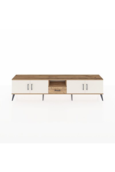 Dienni Arges TV Ünitesi 3 Raflı Tek Çekmeceli 4 Kapaklı 220x30x51 Çam-Aytaşı/Çam