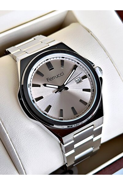 Ferrucci Guaranteed Silver Color Steel Cord Men's Wristwatch with Calendar