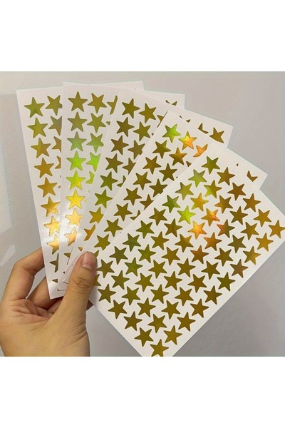 Choice 5 قطع من ملصقات الليزر على شكل نجمة ذهبية - مثالية للأعمال اليدوية وال...