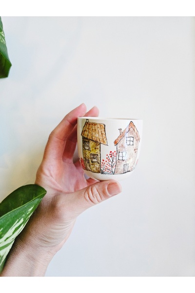 WEBBMODA Handmade Custom Drawing House Cup