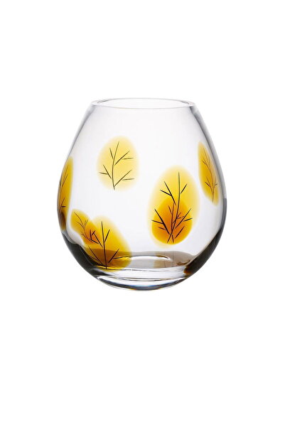 Paşabahçe مزهرية بأوراق كهرمانية مصنوعة يدويًا مقاس 20 سم