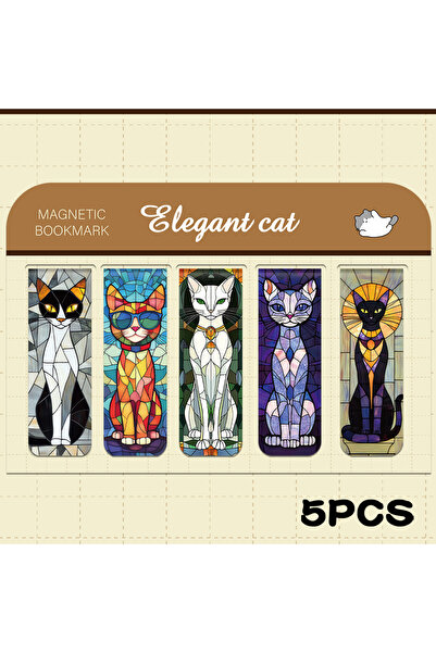 Choice 5 قطع من فواصل الكتب المغناطيسية بنقشة قطة زجاجية، مثالية لقراءة الكتب...