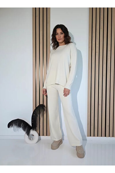 Zaira Compleu Dama alb Page 2 piese tricot #A1257 - Marime Universala