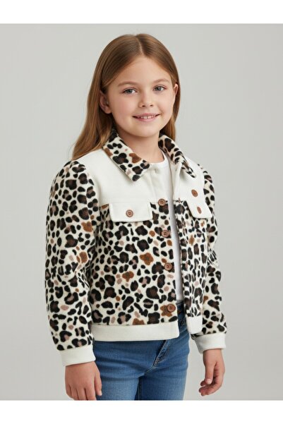 Patriko Țesătură fleece pentru fete imprimeu leopard Iarna Noua sezonă Jachetă cu nasturi 5-14 ani