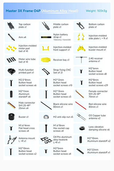 Choice رأس CNC من O4P، إطار SpeedyBee Master3X المعياري، 3-3.6 بوصة، طائرة سب...
