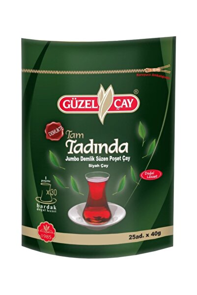 Güzel Çay Tam Tadında Jumbo Demlik Süzen Poşet Siyah Çay 40 gr x 25 Adet =100...