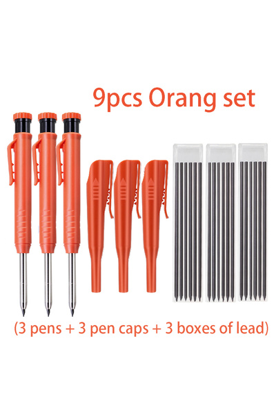 Choice مجموعة أقلام رصاص نجار ذات ثقوب عميقة QB216-9 برتقالية اللون، 9 قطع/مج...