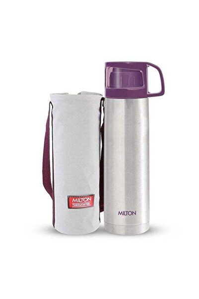 Milton Glassy 500 Thermosteel 24H Hot & Cold Water Bottle with Cup Lid, 500 ml - Purple