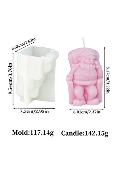 Choice1 قالب سانتا كلوز ثلاثي الأبعاد من السيليكون، قالب شموع بتصميم كرسي مري...