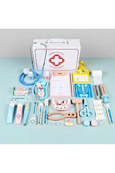 Choice صندوق طبي خشبي للأطفال، صندوق أدوية منزلي مؤقت، مجموعة طبيب وممرضة، لل...