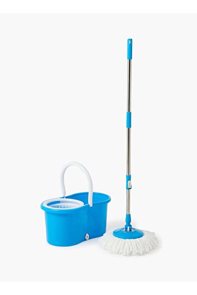 Amal ممسحة دوارة سريعة التنظيف لتنظيف الأرضيات مع دلو أزرق/أبيض 45.5 × 25.5 ×...