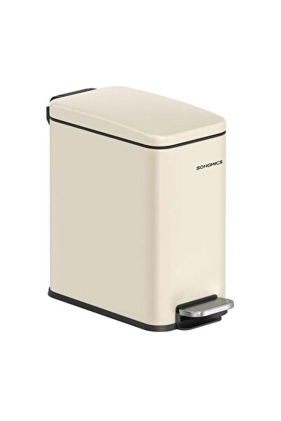 SONGMICS Bathroom Trash Can 1.3 Gallon (5 L) Slim Stainless Steel, Soft-Close...