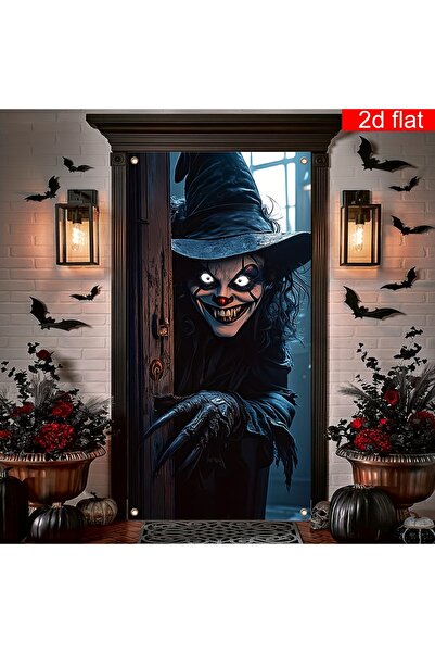 Choice ستارة باب ساحرة مرعبة متعددة الألوان 180×90 سم - زينة باب أمامي للهالو...