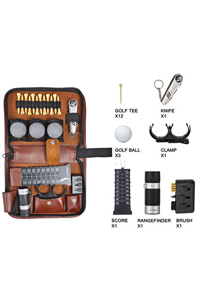 Choice حقيبة أدوات جولف بنية اللون 9 في 1 | جراب جلدي مقاوم للماء من البولي ي...
