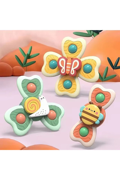 Choice مجموعة من 3 قطع من ألعاب استحمام الأطفال على شكل حشرات، أكواب شفط دوار...