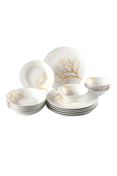 Noon East 18 Piece Porcelain Dinnerware Set, 6 Dinner Plates, 6 Side Plates, ...