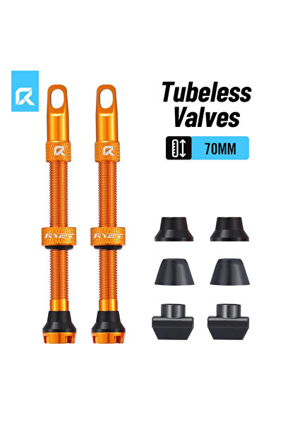 Choice صمامات بريستا RYET برتقالية اللون مقاس 70 مم للدراجات الهوائية بدون أنابيب، متوفرة بأحجام 44/60/70/80 مم، مصنوعة من الألومنيوم CNC، مناسبة للدراجات الهوائية على الطرقات والجبلية.