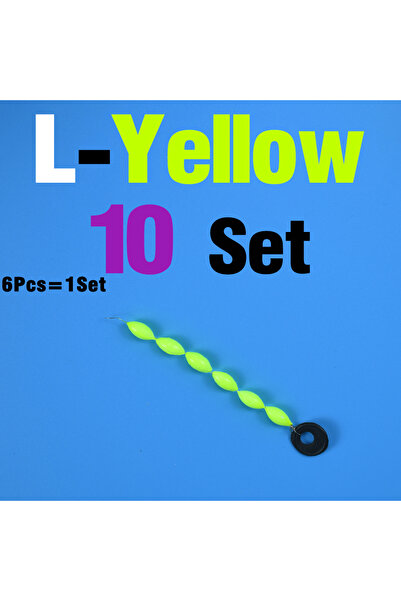 Choice عوامة صيد صفراء كبيرة الحجم، 60 قطعة/10 مجموعات، 6 في 1، نوع الخيط، عوامة سباعية النجوم، خيط صيد من الفوم على شكل حبة رمل فضائية
