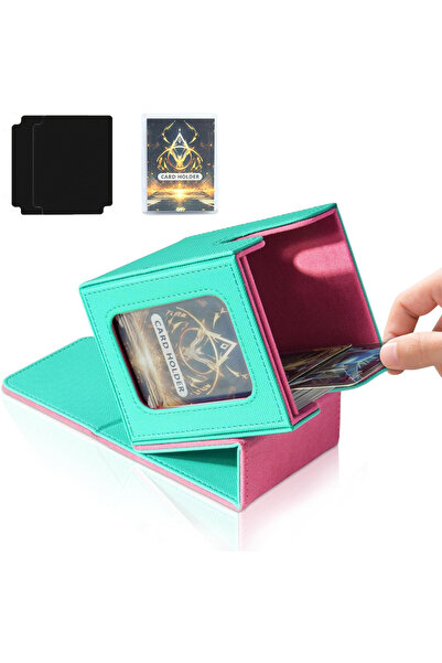 Choice11 صندوق تخزين أوراق لعب MTG Commander، أخضر وردي محمر، يتسع لأكثر من 1...