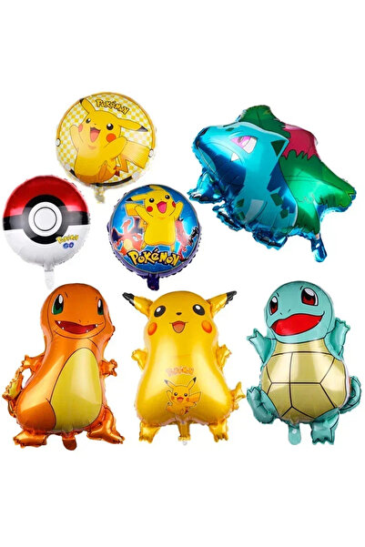 Choice قطعة واحدة، 7 قطع، 7 قطع، بالون بوكيمون، بيكاتشو، سكويرتل، بولباسور، مجسم بيكاتشو، زينة بالون من الألومنيوم