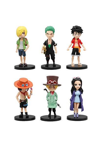 BANDAI 6 قطع من مجسمات ون بيس الصغيرة لوفي، سيلور سولو، وإمبراطورة، مصنوعة من مادة PVC، زينة مكتبية، أنمي