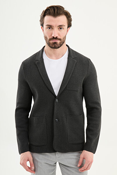 Mcr Ίσιο σακάκι στενής εφαρμογής με γιακά και τσέπες με κουμπιά, ανδρικό πλεκ...